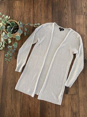 Express Open Front Duster Cardigan in Light Grey
